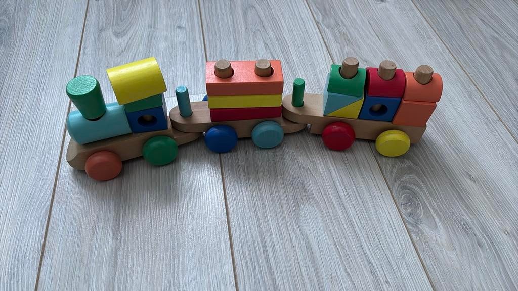 Houten Speelgoed Trein met Kleurrijke Blokken HEMA, Kinderen en Baby's, Speelgoed | Houten speelgoed, Ophalen of Verzenden, Gebruikt