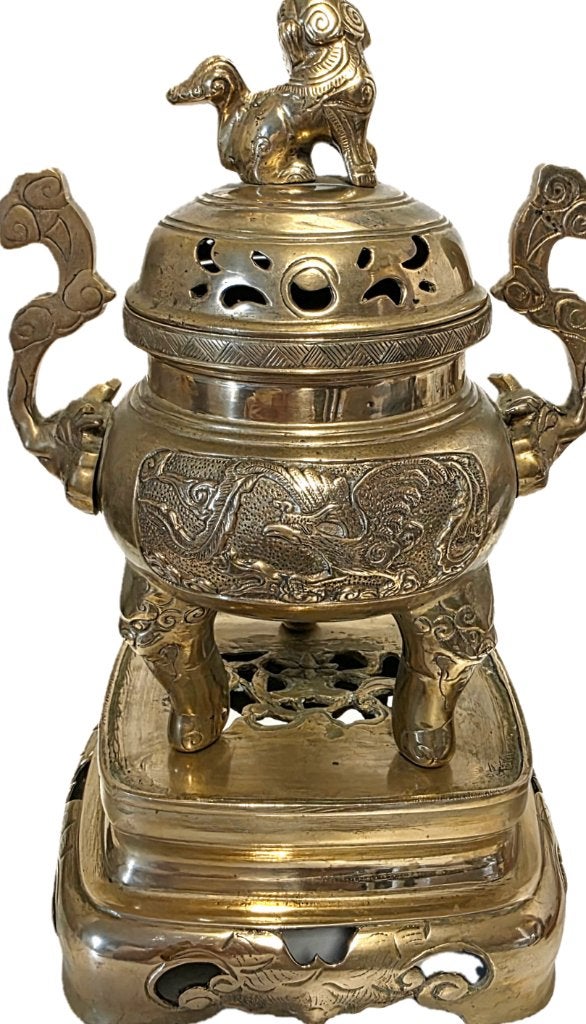 Massief messing wierookbrander/pot., Antiek en Kunst, Ophalen of Verzenden, Koper