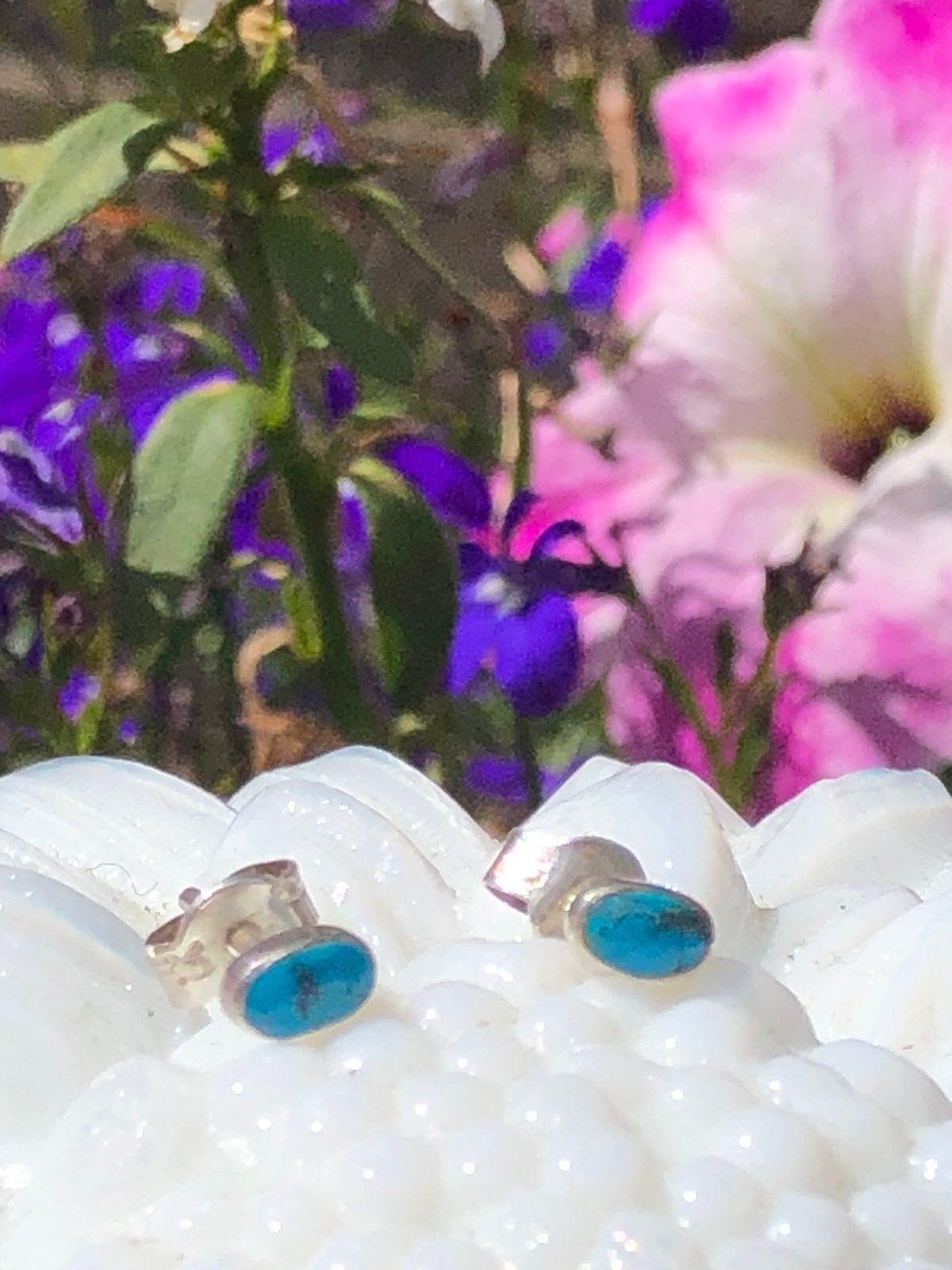 Antieke oorbelken blauw turkoois Zilver 925, Ophalen of Verzenden, Zo goed als nieuw, Blauw, Overige materialen