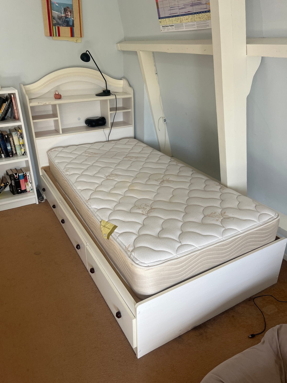 IKEA Eenpersoons Bed met Achterkant en Opbergruimte, Ophalen, Gebruikt, 90 cm, Eenpersoons