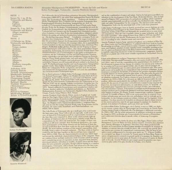 Tcherepnin  Esther Nyffenegger Annette Weisbrod – Cellowerke, Kamermuziek, Verzenden, Zo goed als nieuw, 12 inch