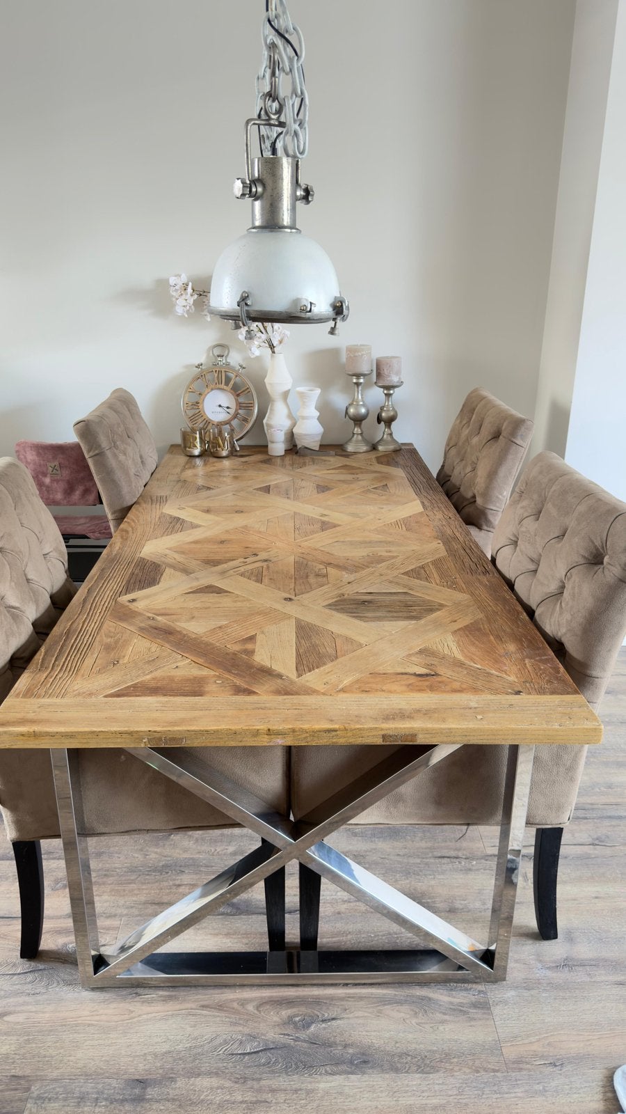 Eettafel en Salontafel met verstelbare hoogte, Ophalen, 100 tot 150 cm, 200 cm of meer, Zo goed als nieuw