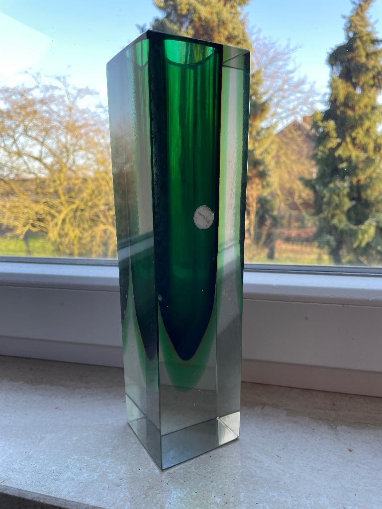 Murano Sommerso vaas groen, Ophalen of Verzenden