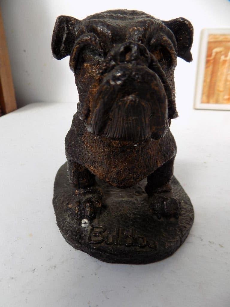 Hond Buldog beeld metaal gegoten zware kwaliteit, Ophalen of Verzenden, Gebruikt, Metaal