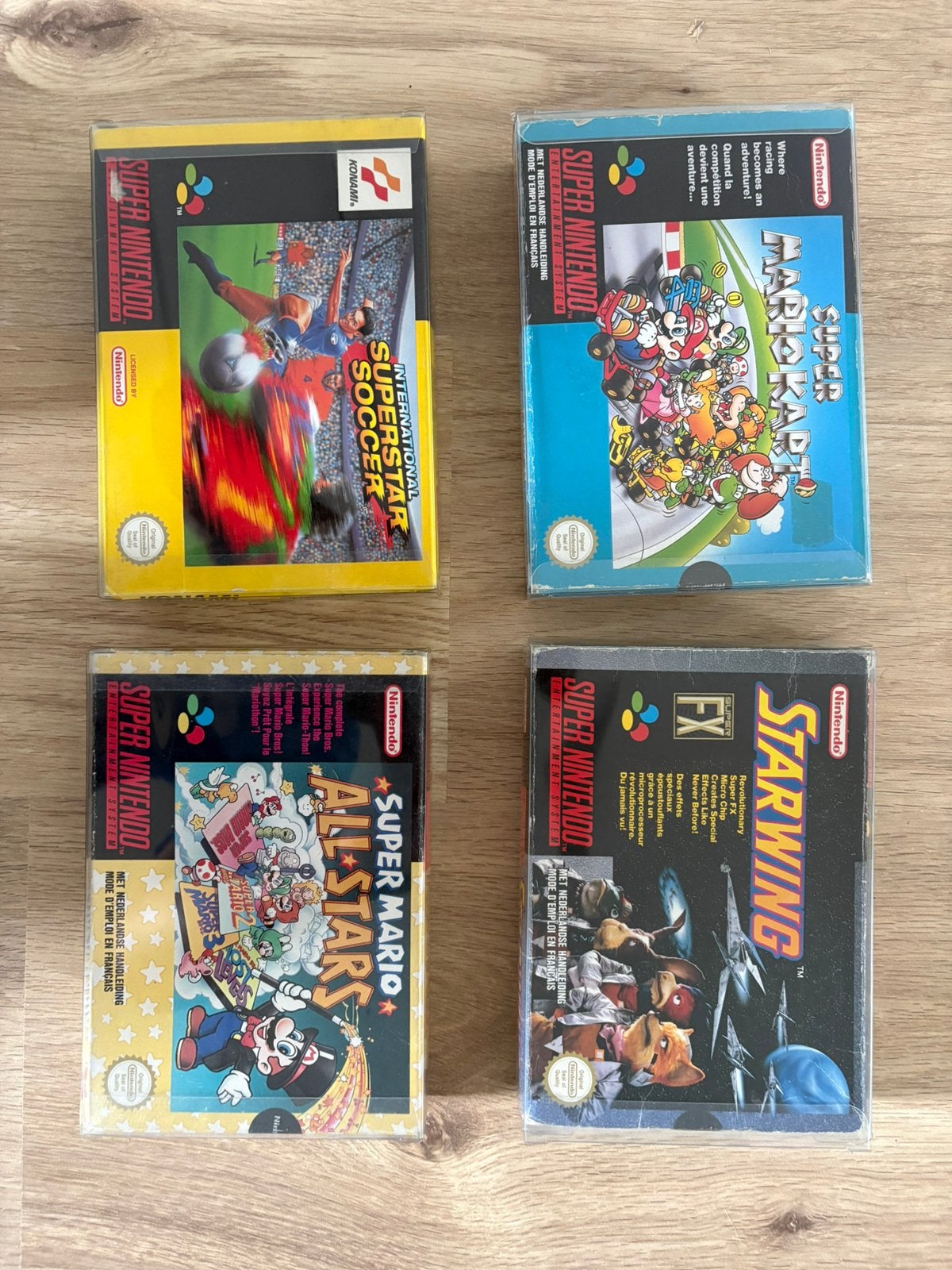 Nintendo SNES (CIB) – Mario Kart, All Stars, Starwing & ISS, Racen en Vliegen, Ophalen of Verzenden, Zo goed als nieuw, 3 spelers of meer