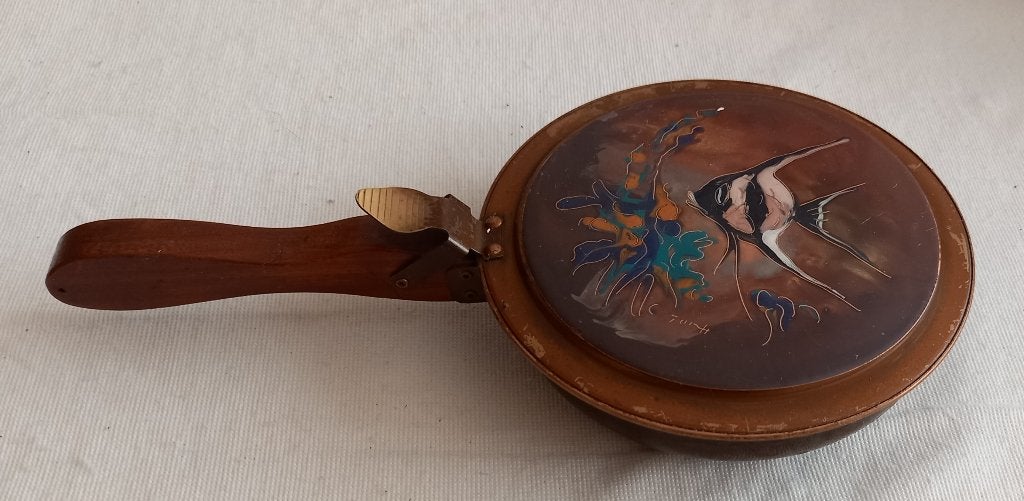 Vintage koperen & emaille  kruimelvanger,Silent Butler, Antiek en Kunst, Verzenden, Koper