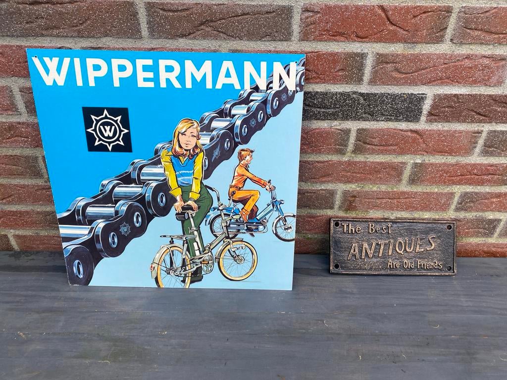 Dubbelzijdige Wipperrmann Reclamebord Fietskettingen 41X41CM, Fietsen en Brommers, Overige Fietsen en Brommers, Gebruikt, Ophalen of Verzenden
