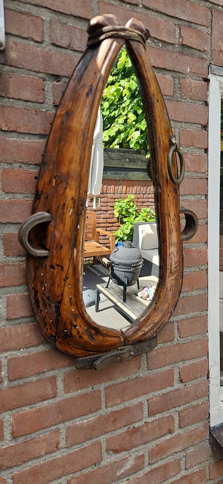 Unieke brocante spiegel, Ophalen of Verzenden, Rechthoekig, Minder dan 50 cm