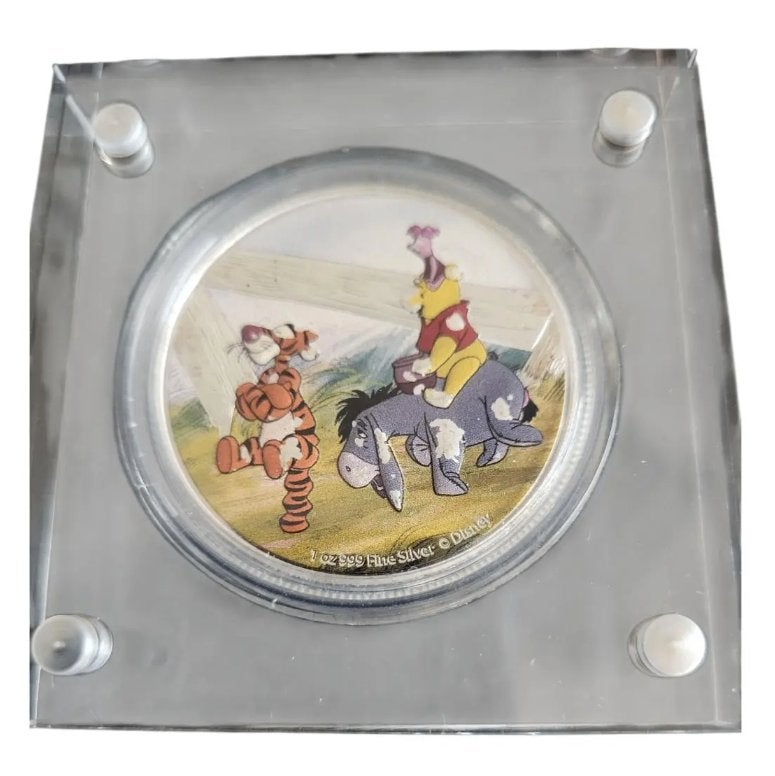 Niue 1 ounce – 2 Dollars 2021 gekleurd Winnie the Pooh & fri, Postzegels en Munten, Ophalen of Verzenden, Zilver