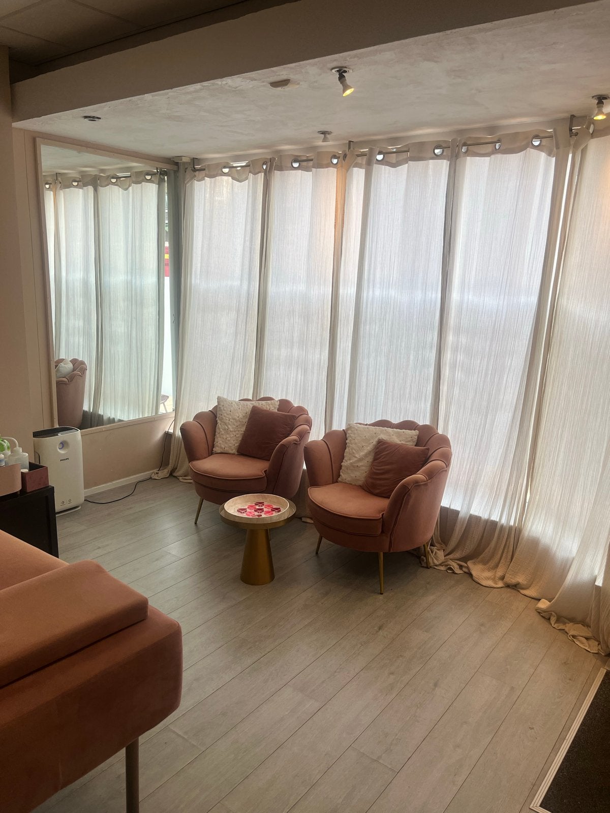Set van 2 roze schelpen fauteuils, Ophalen, Gebruikt, Twee, Overige kleuren