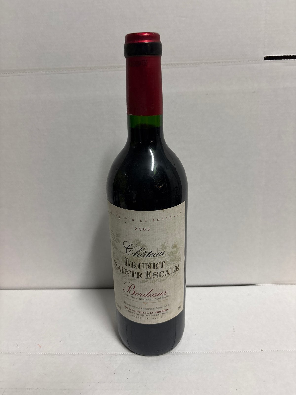 Château Brunet Sainte Escalle Bordeaux 2005, Ophalen of Verzenden, Gebruikt, Frankrijk, Rode wijn