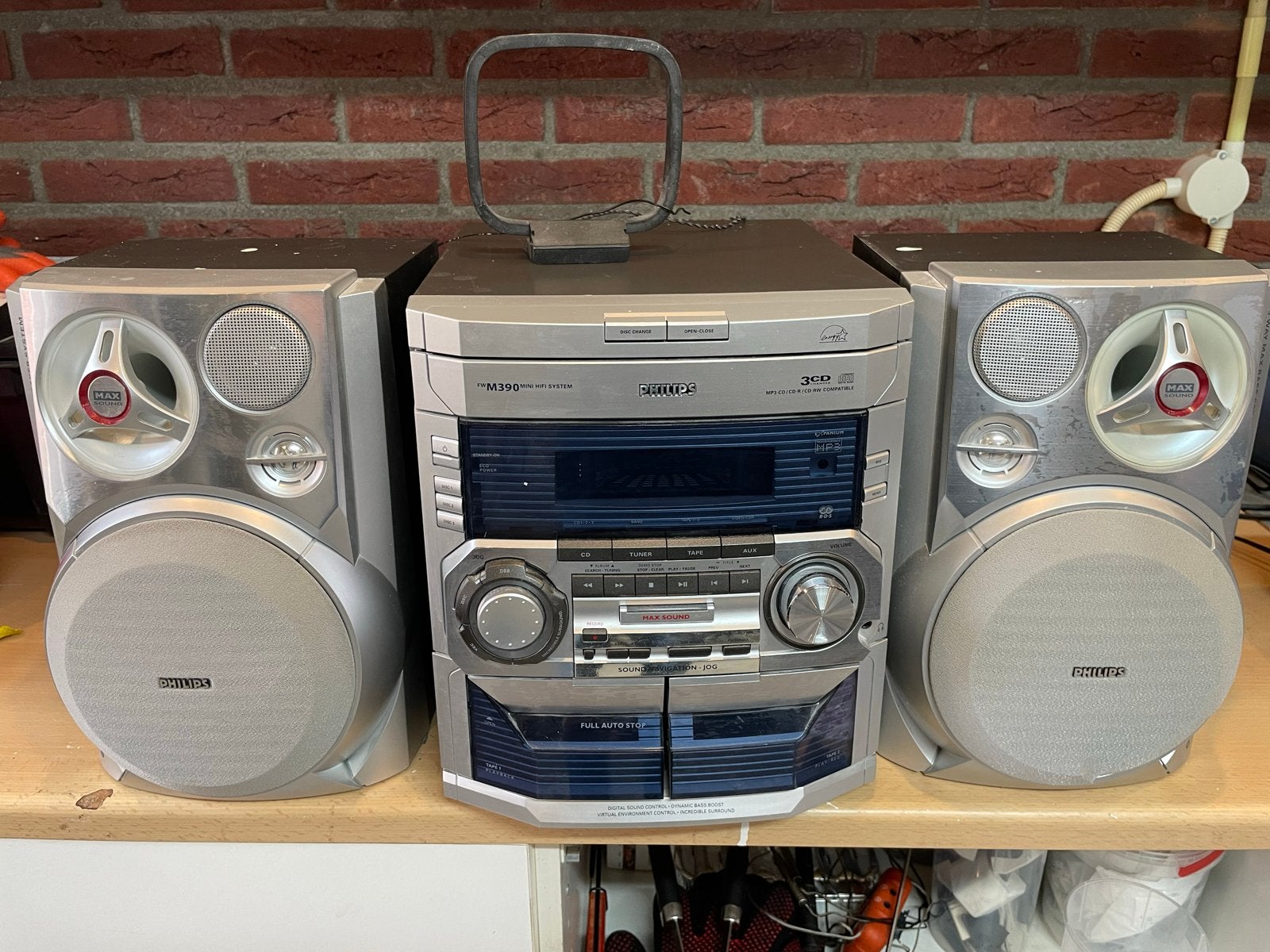 Philips Mini Hifi Systeem FWM390/17 - Scherm defect, Audio, Tv en Foto, Stereo-sets, Philips, Gebruikt, Cassettedeck, Ophalen of Verzenden