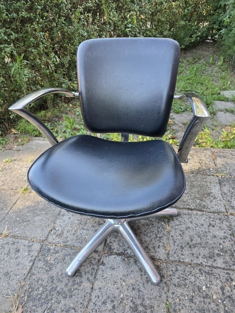 Kapperstoel, Huis en Inrichting, Stoelen, Ophalen, Gebruikt, Zwart, Leer