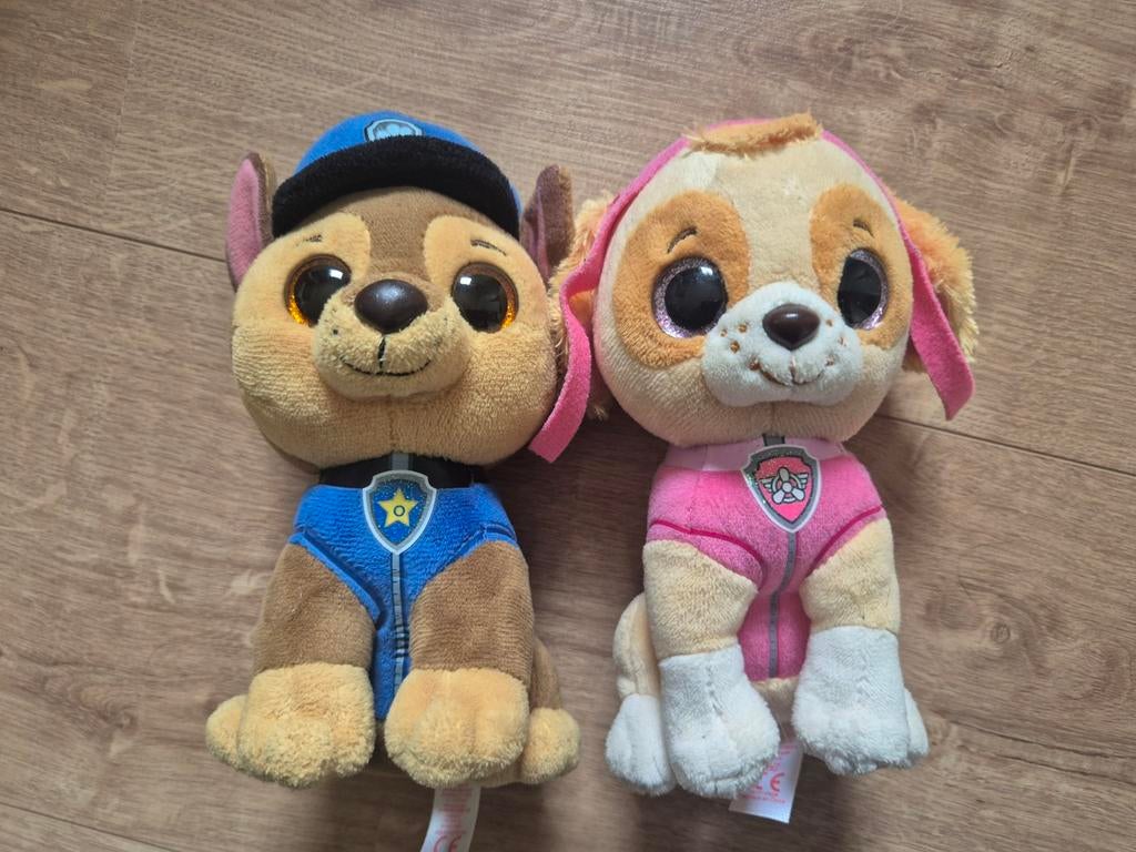 Ty Beanie Boos Paw Patrol knuffels Chase en Skye, Klein (minder dan 20 cm), Bruin, Ty, Paw Patrol