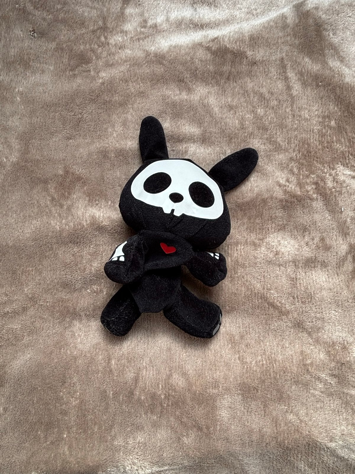 Skelanimals Konijn Pluche Knuffel Zwart Wit Hartje, Gebruikt, Overige merken, Overige karakters, Konijn