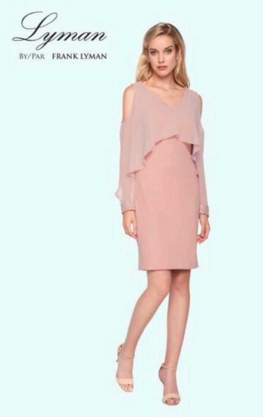 Frank Lyman luxe poederroze jurk chiffon top en mouwen 44, Verzenden, Maat 42/44 (L), Nieuw, Roze