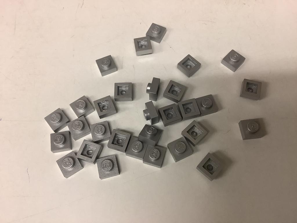 Lego plaat 1x1 metallic zilver, Ophalen of Verzenden, Gebruikt, Losse stenen, Lego