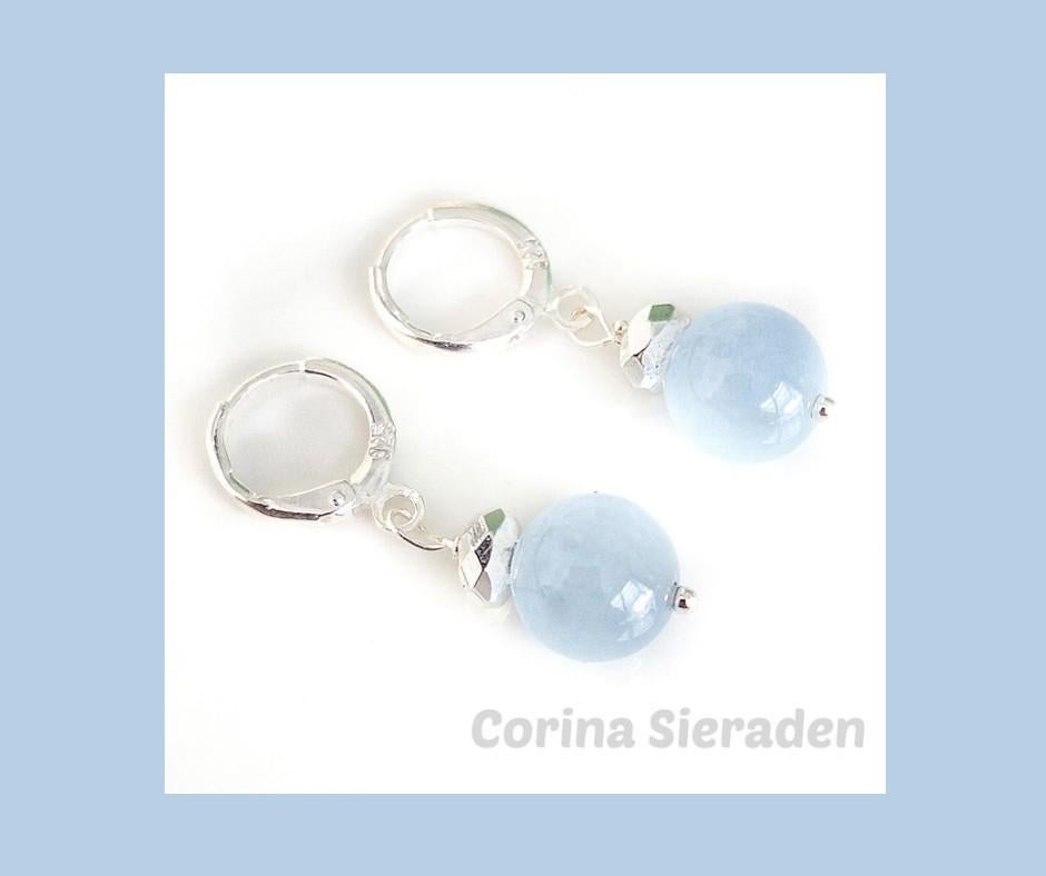 Sterling zilveren oorringen met natuursteen, Sieraden, Tassen en Uiterlijk, Edelstenen, Ophalen of Verzenden, Nieuw