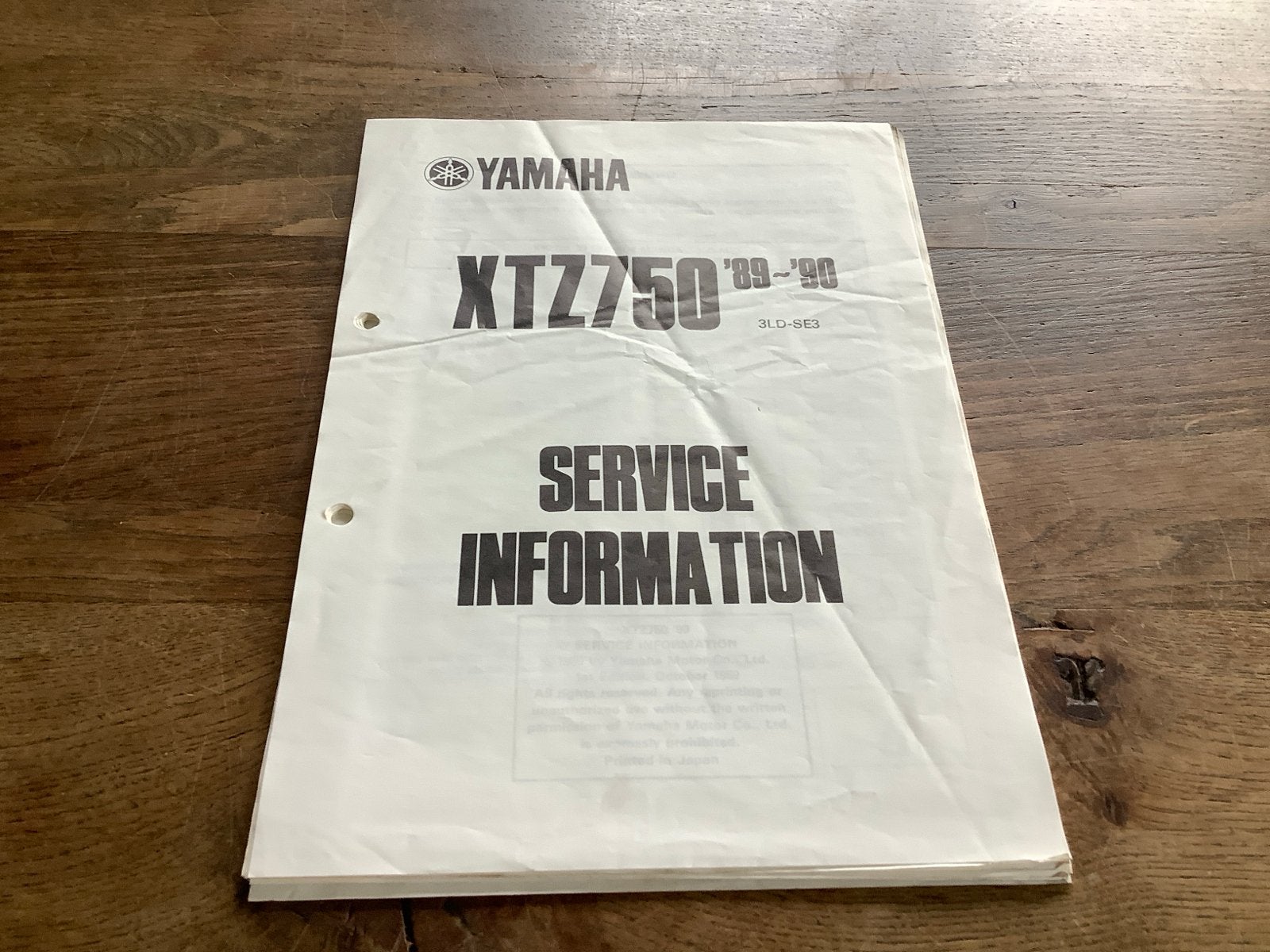 Yamaha XTZ750 '90 Service Informatie Handleiding. (H), Verzenden, Yamaha