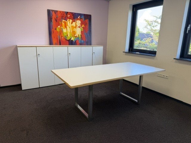 Vergadertafel Wit MDF blad – 200x100 cm , 199 euro, Gebruikt, 100 tot 150 cm, 200 cm of meer, Ophalen of Verzenden