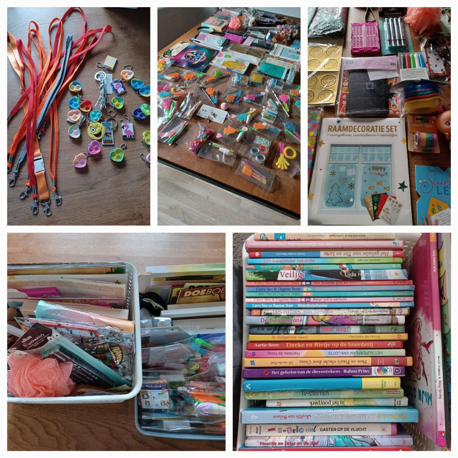 Partij rommelmarktspullen, boeken, traktaties,sleutelhangers, Ophalen