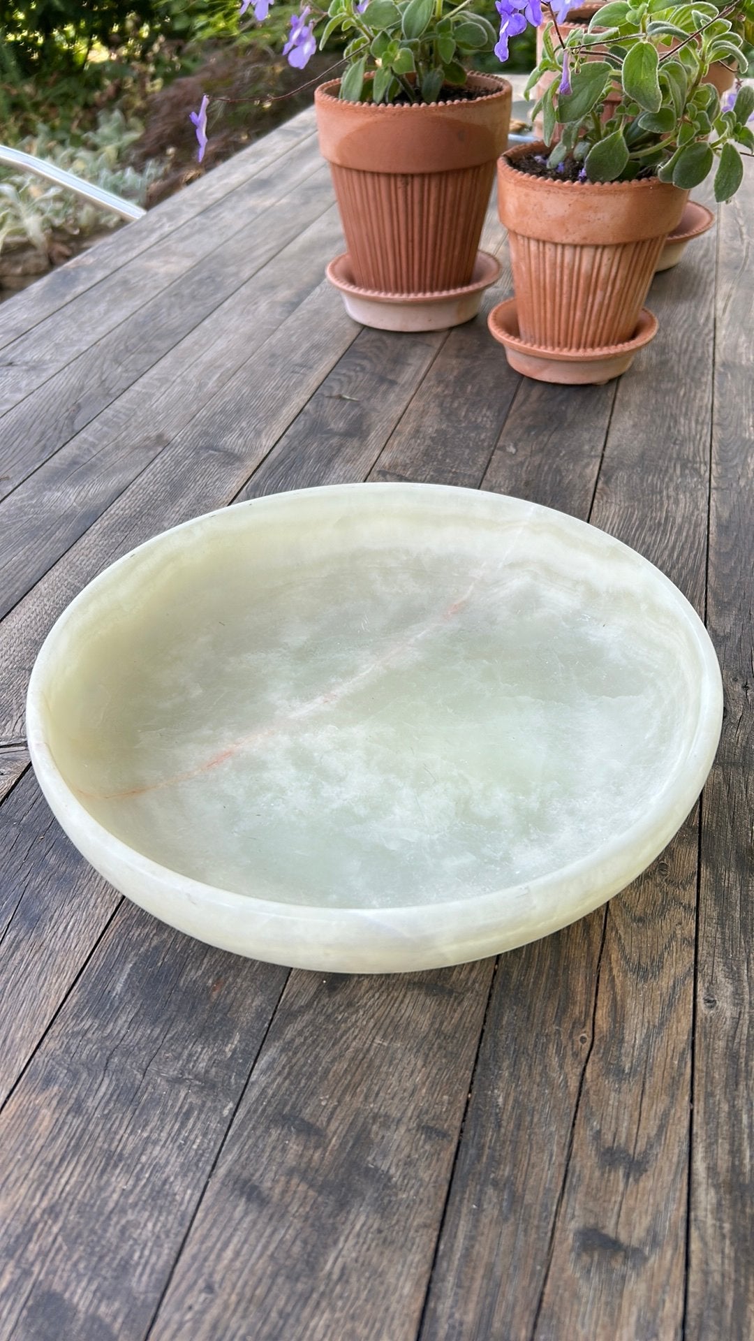 Vintage albast alabaster schaal, Gebruikt, Schaal, Rond, Ophalen of Verzenden