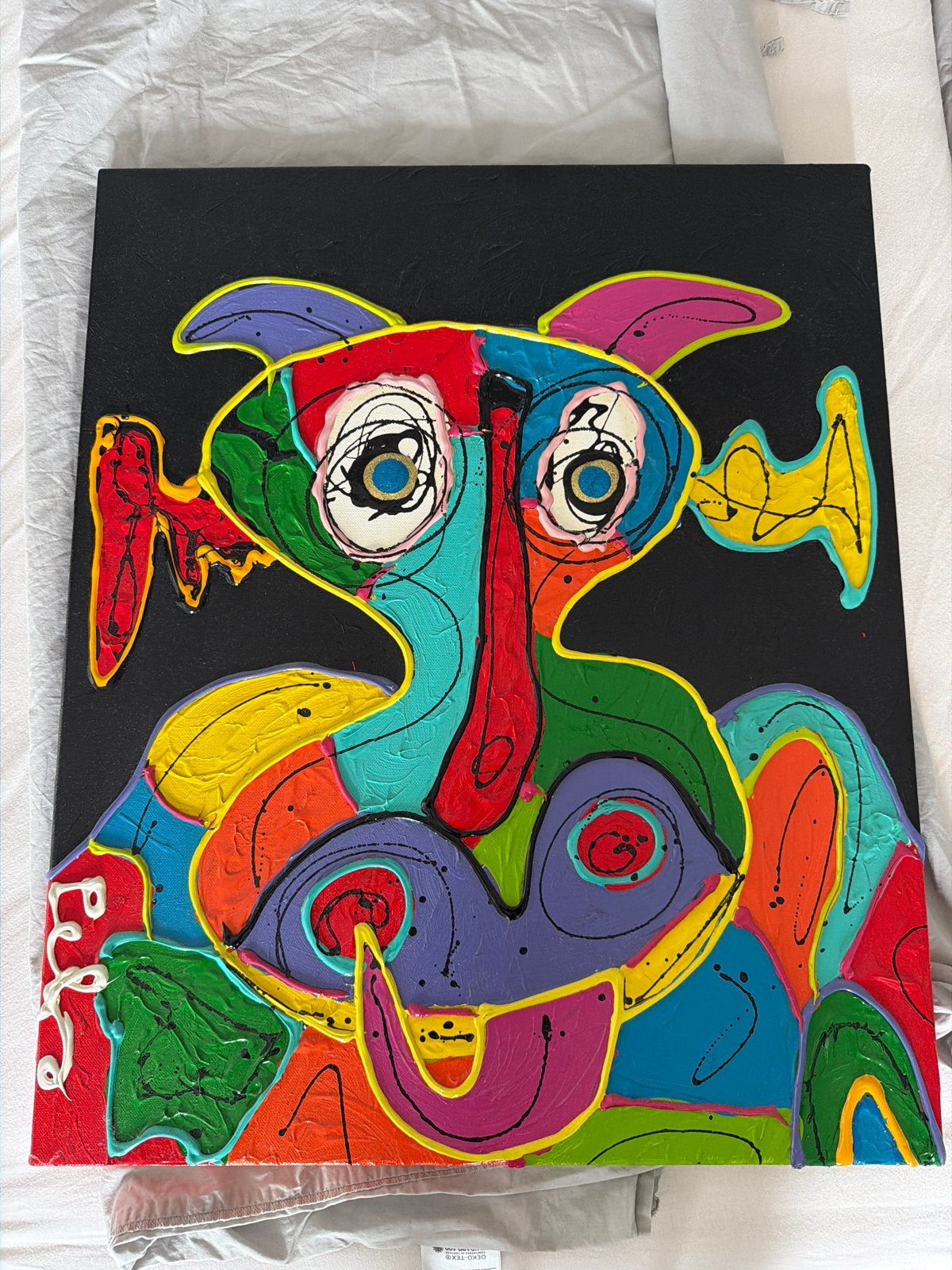 Origineel Peko Schilderij - 60x50cm - Levendige Kleuren, Antiek en Kunst, Ophalen