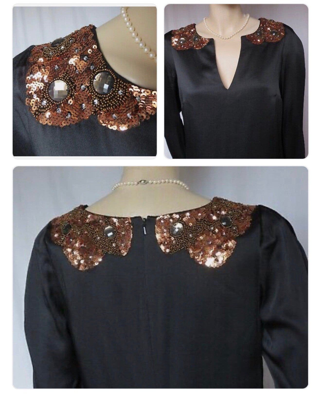 NIEUW Jurk Monsoon 38-M zwart bronze + schouder steentjes, Kleding | Dames, Maat 38/40 (M), P, Zwart, P