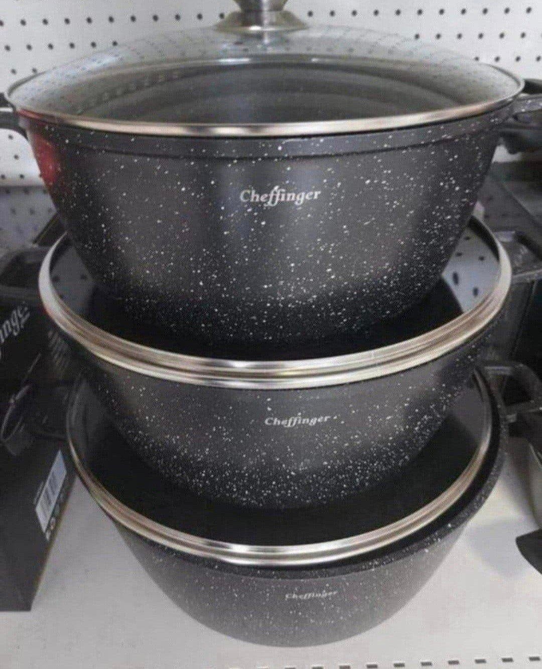 Cheffinger Pannenset - 6-delig - Zwart - Nieuw/vaste prijs, Ophalen of Verzenden, Nieuw, Rvs, Pannenset