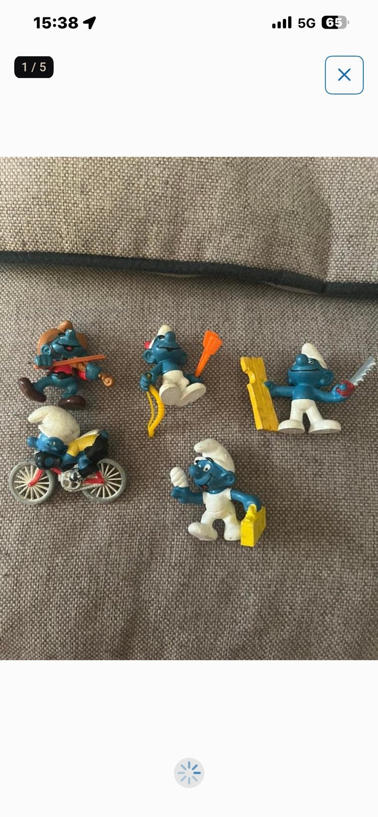 5 oude smurfen, Verzamelen, Smurfen, Ophalen of Verzenden, Zo goed als nieuw, Verschillende Smurfen