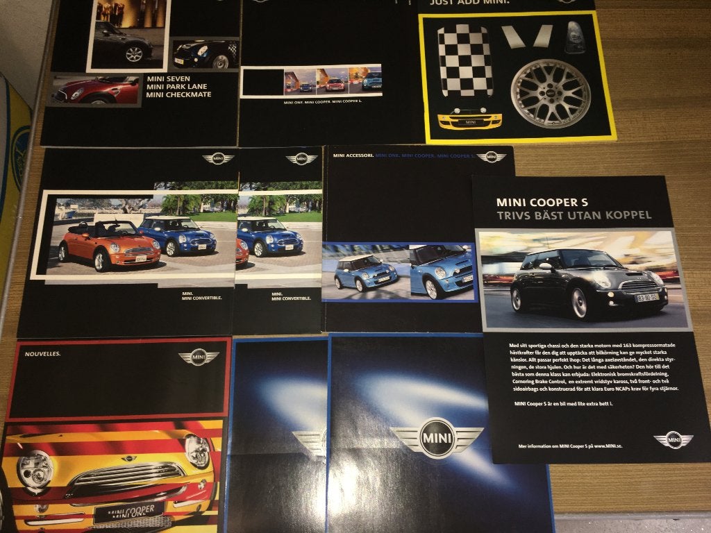 9x Mini brochures folders Cooper Cabrio Park Lane Seven, Ophalen of Verzenden, Zo goed als nieuw, Overige merken