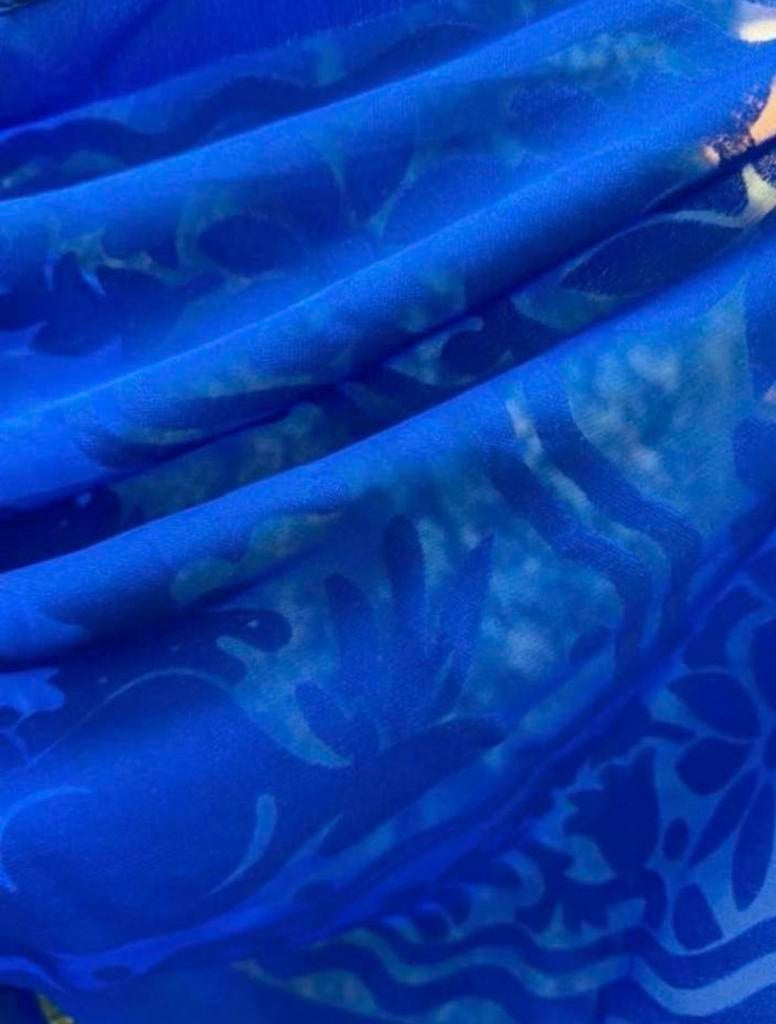 Prachtige blauwe pareo, langwerpig 185x115cm, Ophalen of Verzenden, Zo goed als nieuw, Blauw, Overige typen