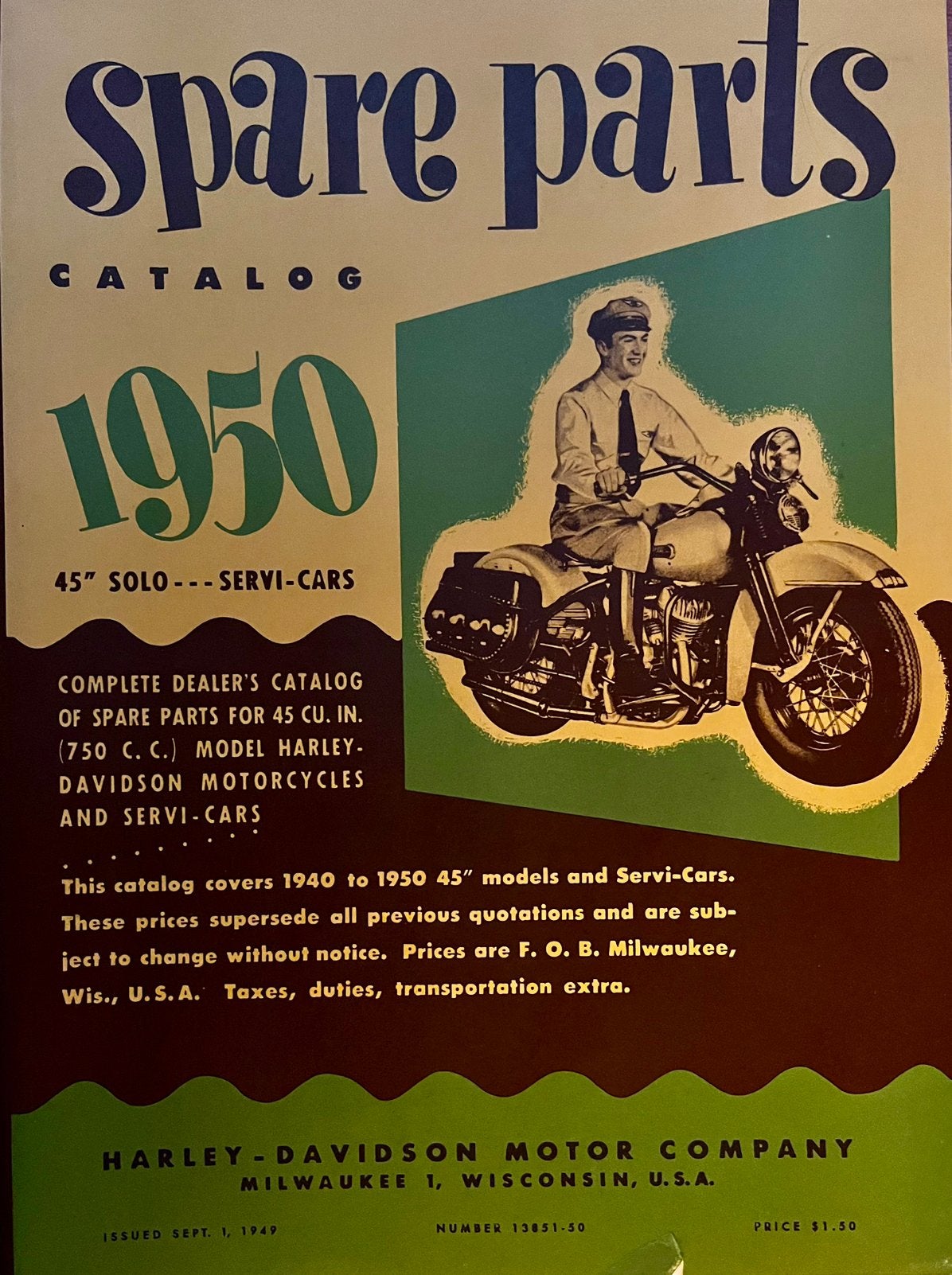 Harley Davidson 1950 Spare Parts catalog, Ophalen of Verzenden, Harley-Davidson of Buell