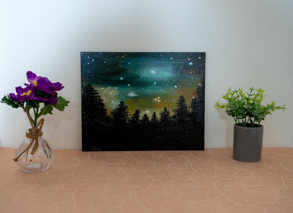 Schilderij 'Forest by moonlight' te koop, Antiek en Kunst, Kunst | Schilderijen | Klassiek, Ophalen of Verzenden