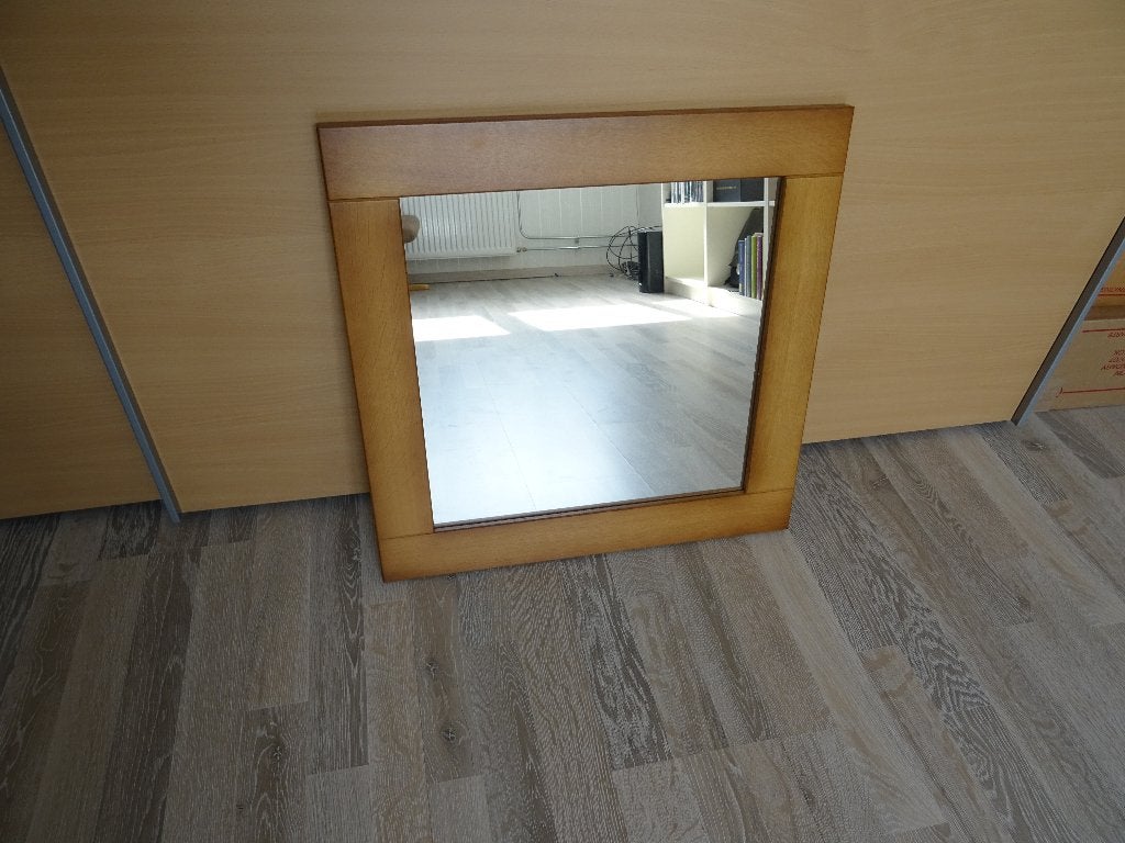 Te koop: Spiegel - blank eiken patine - 50 x 50 cm, Vierkant, Ophalen of Verzenden, Zo goed als nieuw, Minder dan 100 cm