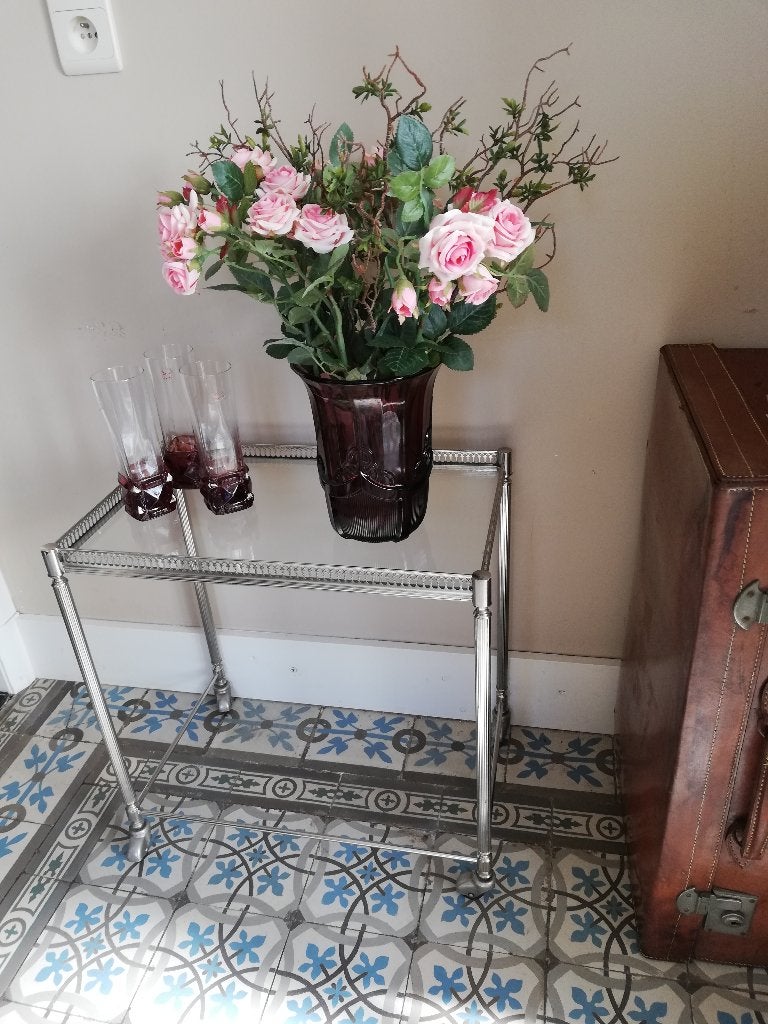 Vintage bar cart / drankentrolley, chroom, op wieltjes, Ophalen, Gebruikt, Vintage