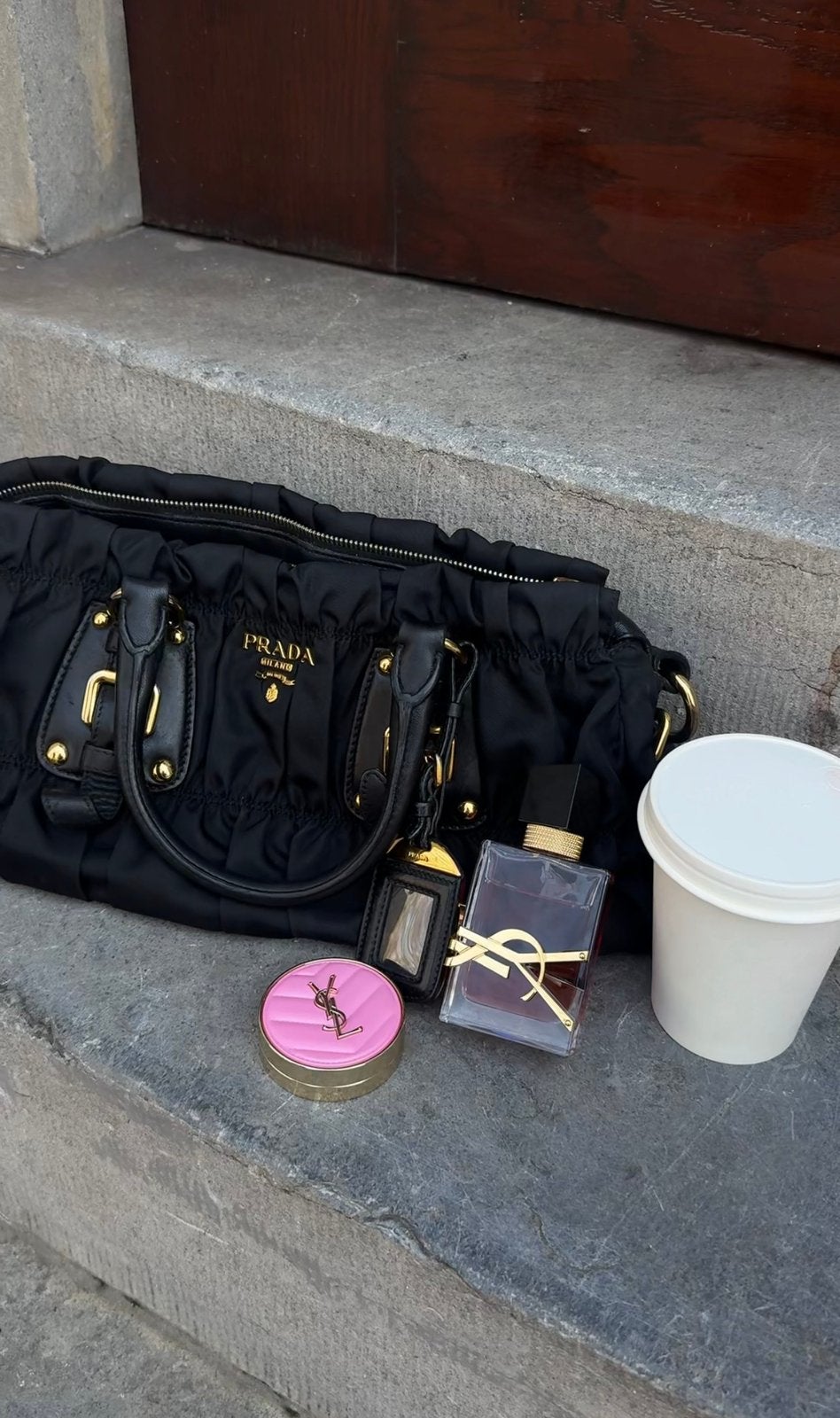 Prada vintage nylon tas met leren details, Ophalen of Verzenden, Zo goed als nieuw, Handtas