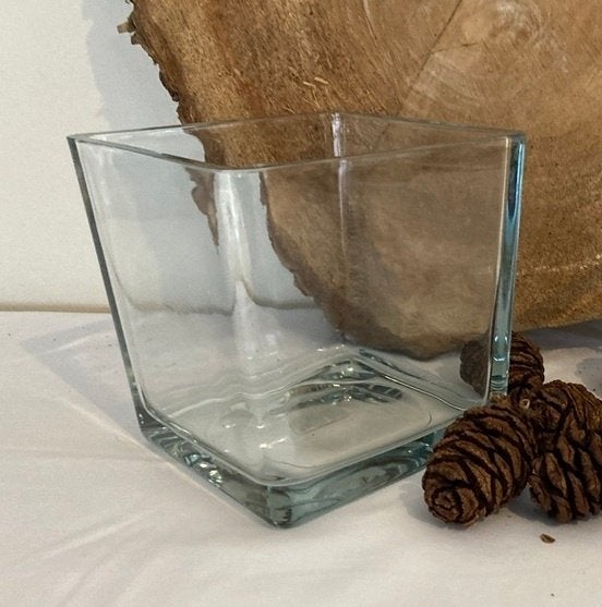 GLAZEN ACCUBAK, VAAS, MAXI THEELICHT JASPER VIERKANT 14 CM, Huis en Inrichting, Overige materialen, -, -, Lovely flower