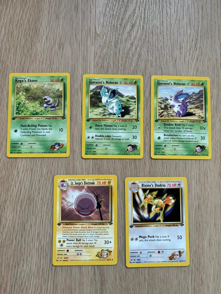 Gym Heroes 1st Edition Pokémon Kaarten - Set van 5, Ophalen of Verzenden, Gebruikt