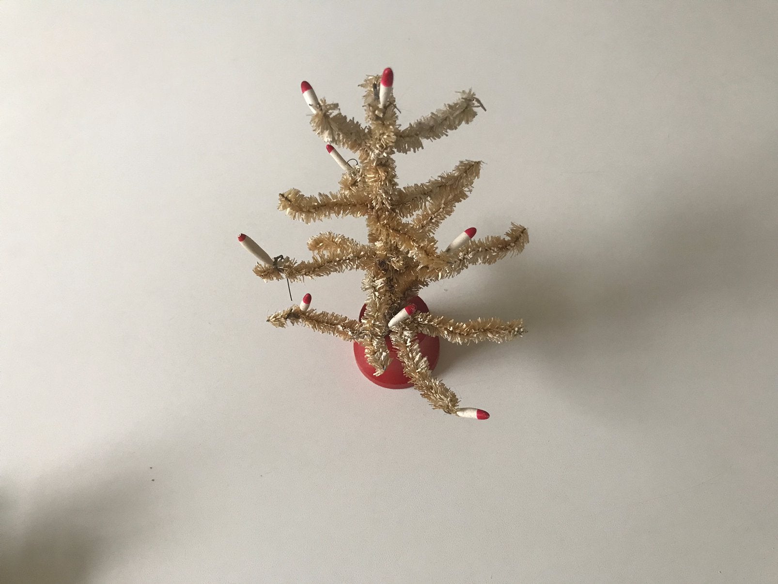 Vintage chenille kerstboompje met kaarsjes, Ophalen of Verzenden, Zo goed als nieuw