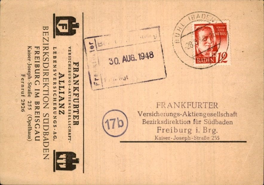 Duitsland - Baden - 1948 - Reclame, Verzenden, Briefkaart