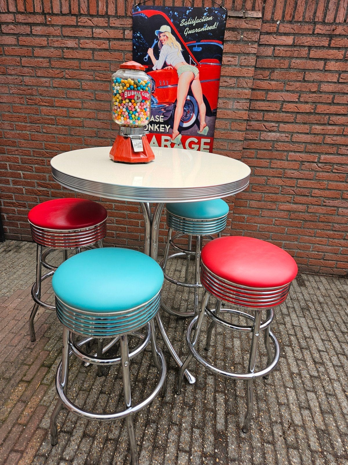 FIFTIES SIXTIES AMERIKAANSE BEL AIR BARKRUKKEN MET BARTAFEL, Ophalen, 60 tot 90 cm, Met voetsteun, Zo goed als nieuw