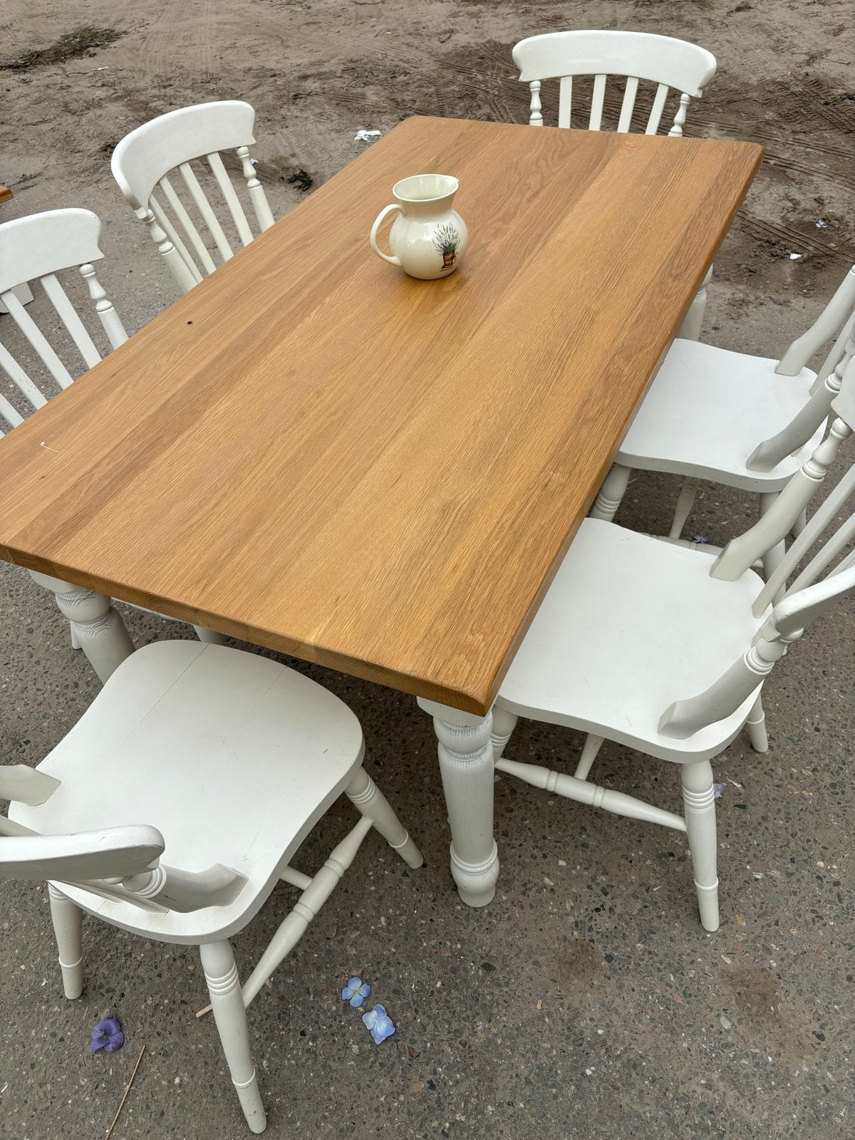 Landelijke eettafel met 6 stoelen, Gebruikt, Vijf personen of meer, Nvt, 150 tot 200 cm