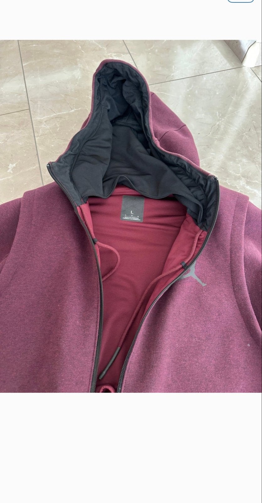 Jordan hoodie vest - maat L - bordeauxrood, Ophalen, Zo goed als nieuw