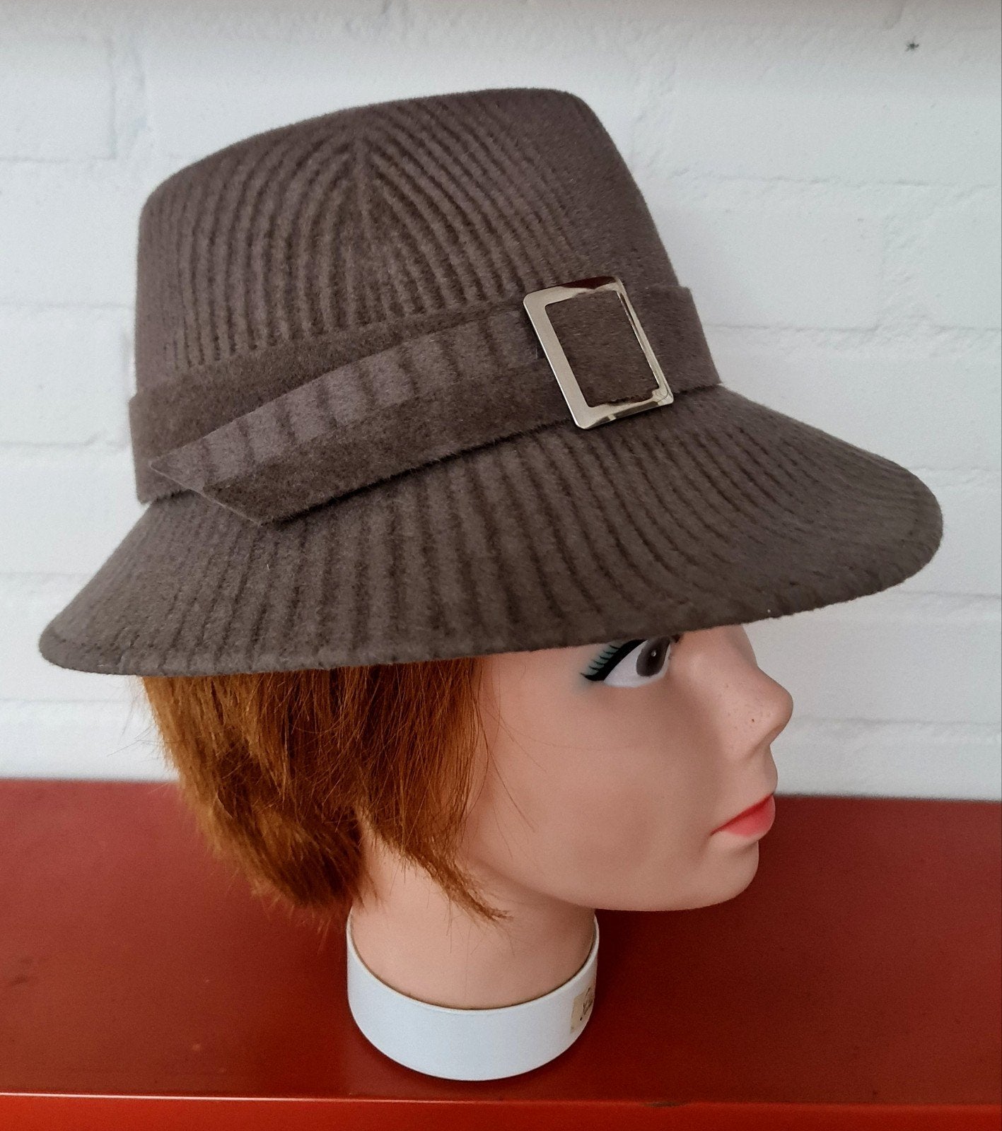 Whiteley hoed hoofddeksel dames chique bont vilt zilverbruin, Ophalen, Whiteley, 55 cm (S, 6⅞ inch) of minder, Hoed