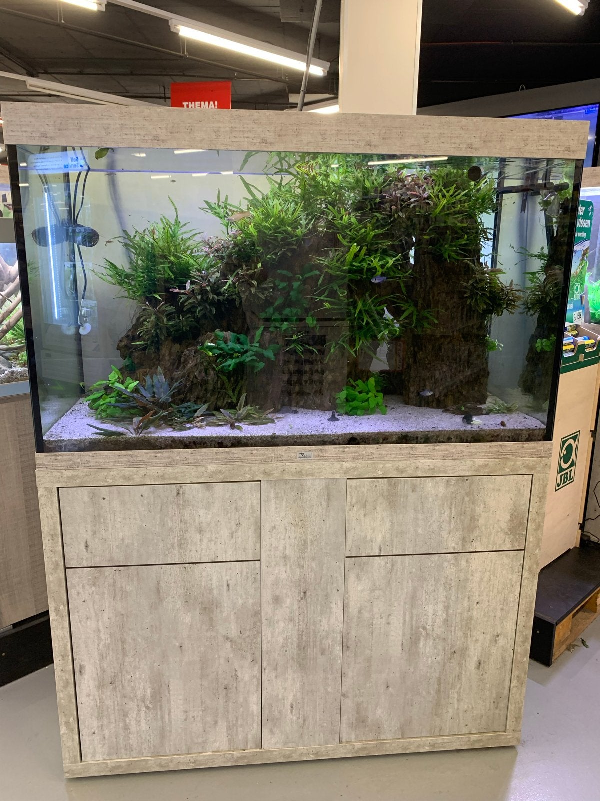 Aquarium aquatlantis Sublime 120x60x75 betonlook, Dieren en Toebehoren, Vissen | Aquaria en Toebehoren, Ophalen, Gebruikt, Inclusief deksel