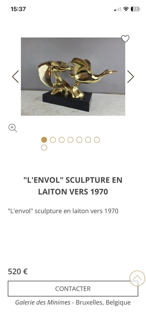Messing sculptuur twee ganzen jaren 70, Antiek en Kunst, Kunst | Beelden en Houtsnijwerken, Ophalen of Verzenden