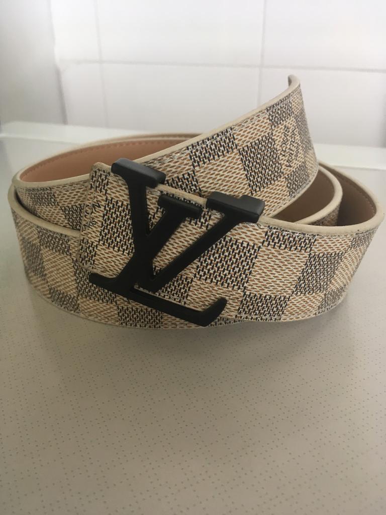 Louis Vuitton riem - beige met zwarte gesp - leder - NIEUW, Kleding | Heren, Riemen en Ceinturen, Overige kleuren, Verzenden, Echt leder
