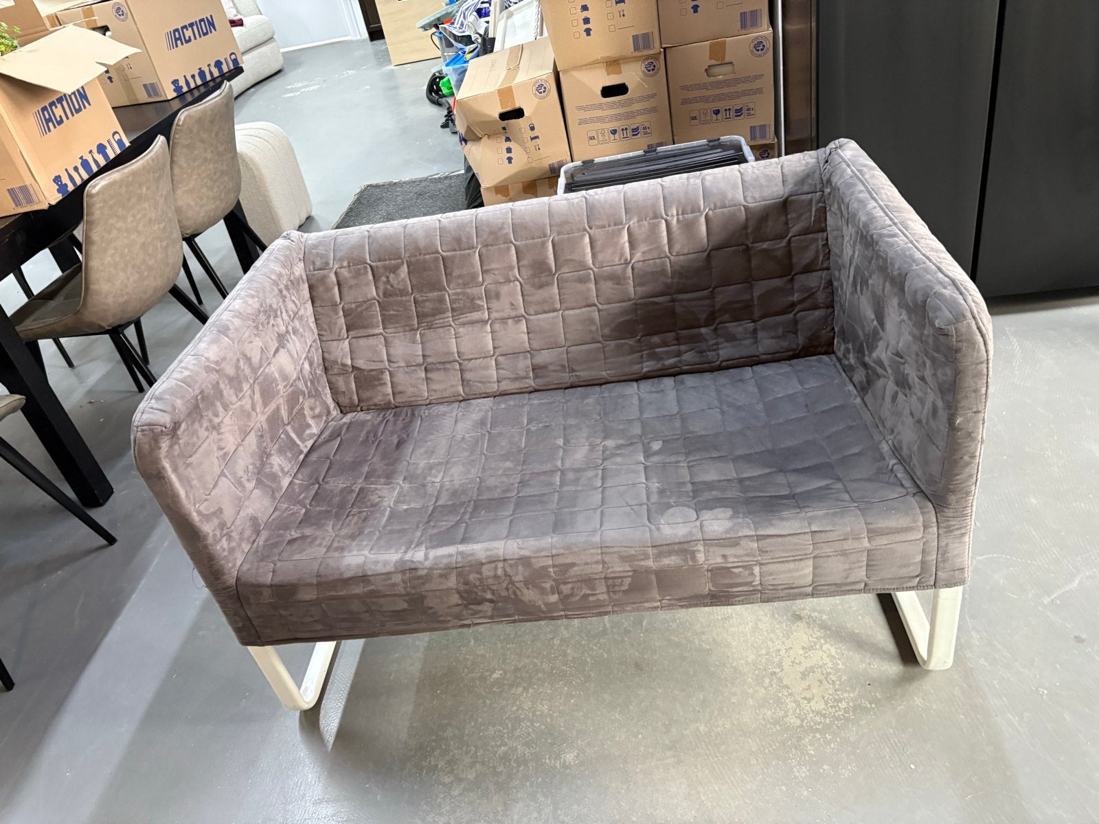 Ikea bankje Grijs fluweel, Ophalen, Gebruikt, 150 tot 200 cm, Tweepersoons