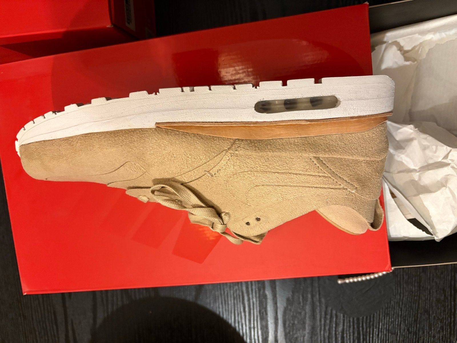 Nike Air Max 1 Royal  linnen summit white nieuw 11,5, Bruin, Nieuw, Ophalen of Verzenden, Sneakers of Gympen
